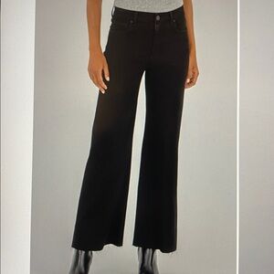 Kut from the Kloth Meg High Rise Fab AB Wide Leg Raw Hem Black